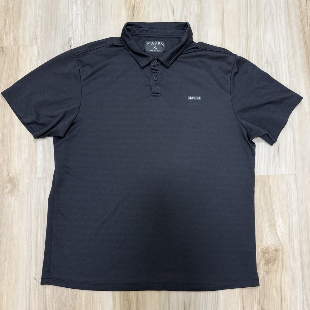 Maven Co-Op Mens Size XL Polo Performance Black Short Sleeve Shirt Golf Casual